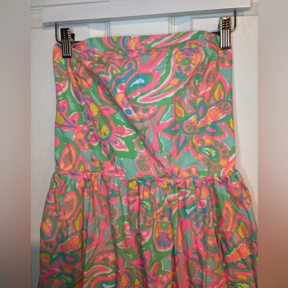 Lilly Pulitzer Chandie Strapless Dess Sand Bar Blu Medium - Picture 2 of 10